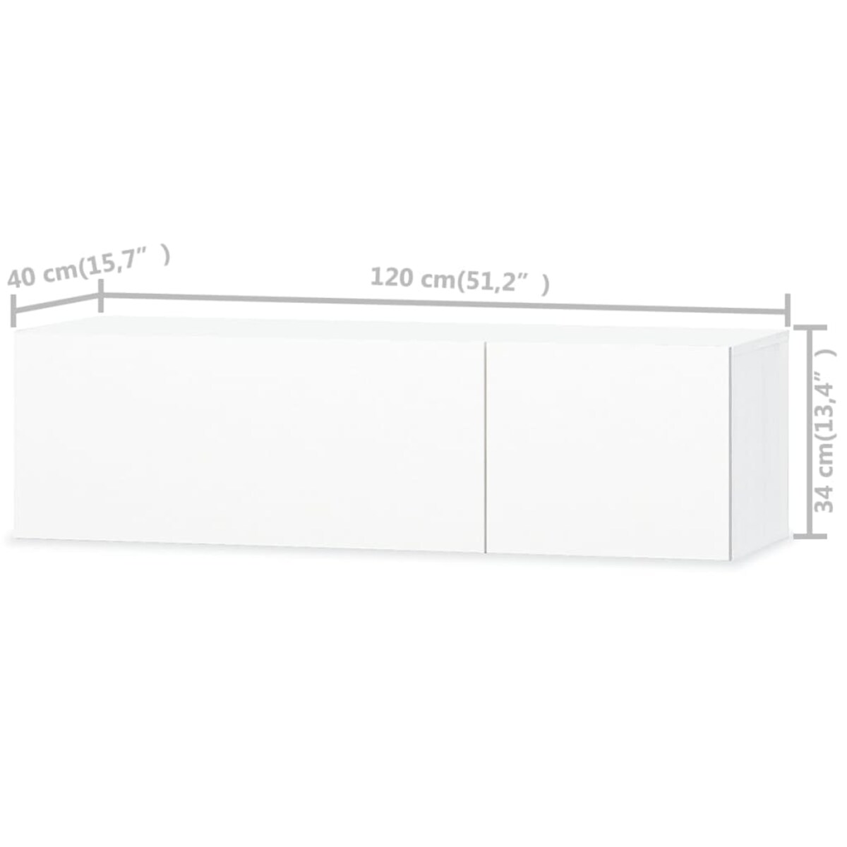 vidaXL Szafka TV, 120x40x34 cm, materiał drewnopochodny, biała/połysk