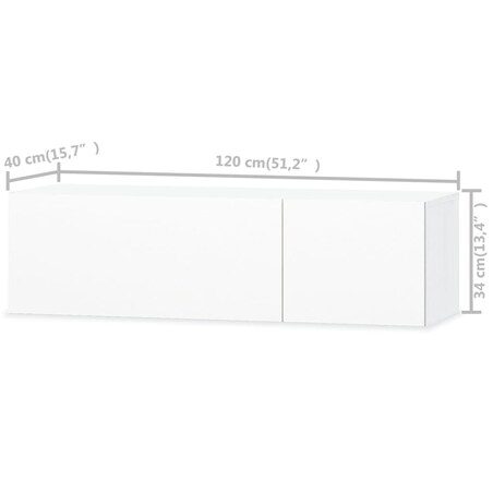 vidaXL Szafka TV, 120x40x34 cm, materiał drewnopochodny, biała/połysk