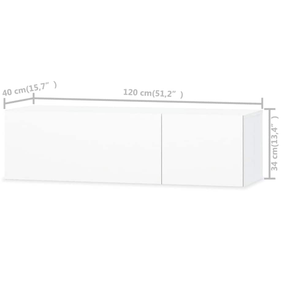 vidaXL Szafka TV, 120x40x34 cm, materiał drewnopochodny, biała/połysk