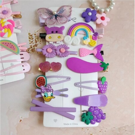 Zestaw pakiet 14w1 spinek wsuwek do włosów, dziecięcych VIOLET SP282