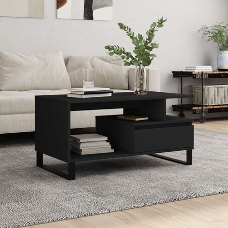 vidaXL Stolik kawowy, czarny 90x49x45 cm, materiał drewnopochodny