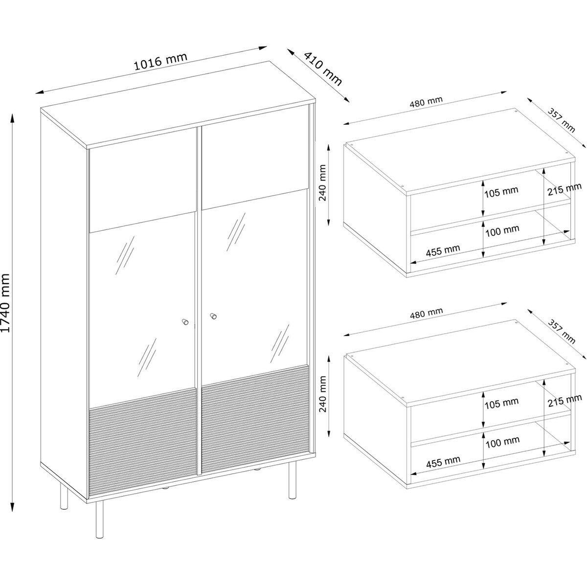 KONSIMO LOFTY Dwudrzwiowa witryna w stylu loft