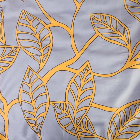 Pościel satyna bawełniana 140x200 Folina pomarańczowe liście na szarym tle, Satynlove