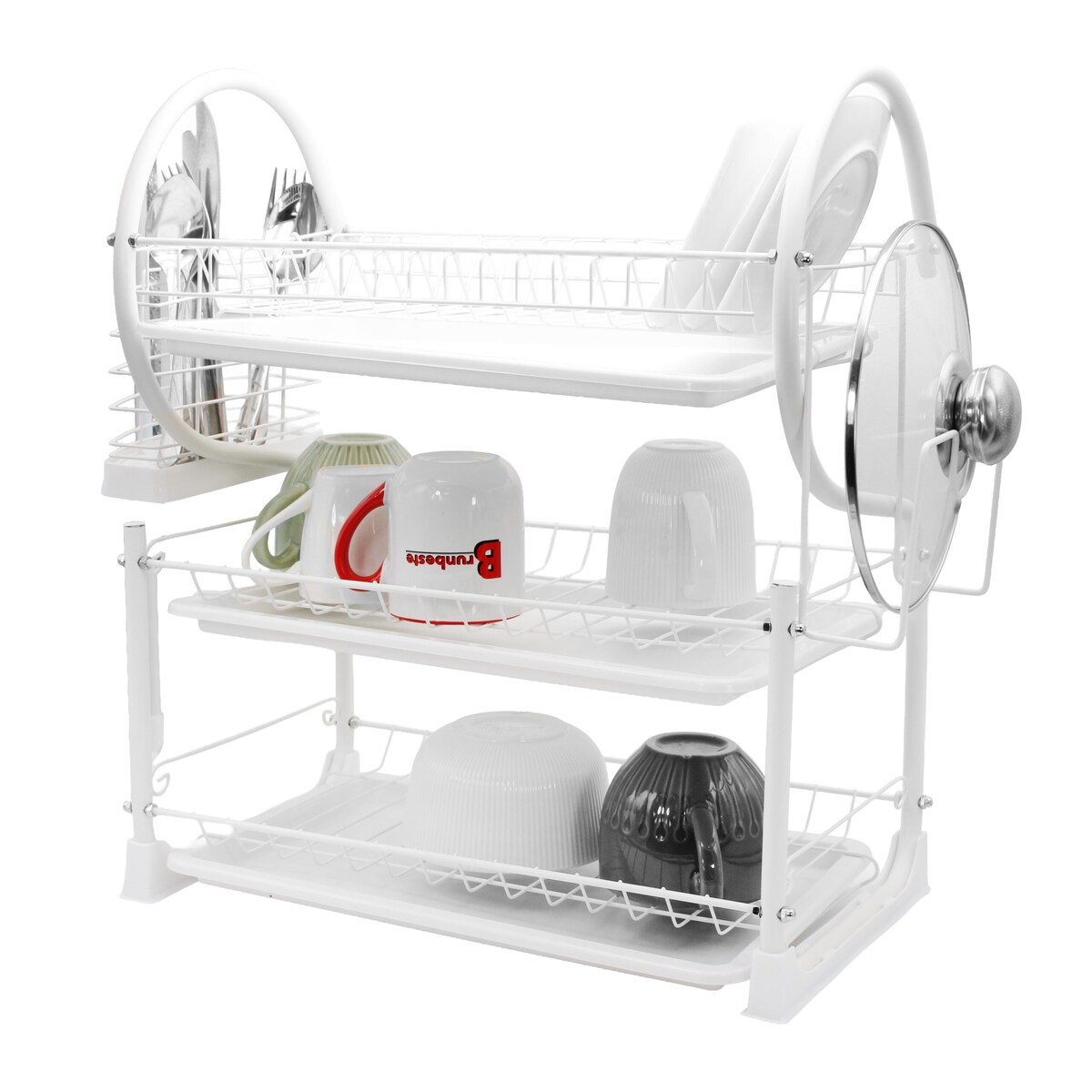 Suszarka do naczyń 3-poziomowa 53x25x49cm biała BRUNBESTE