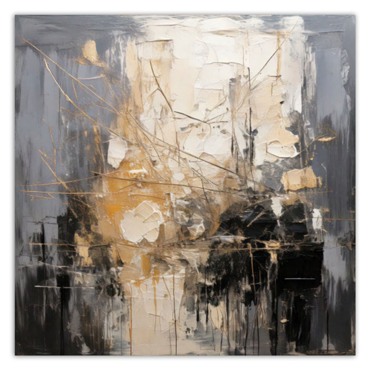 Feeby Obraz, Abstrakcja Technika Impasto Szarość 30x30