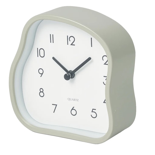 Zegar stołowy AMORPH o organicznym kształcie z przeszklonym frontem, 12 cm