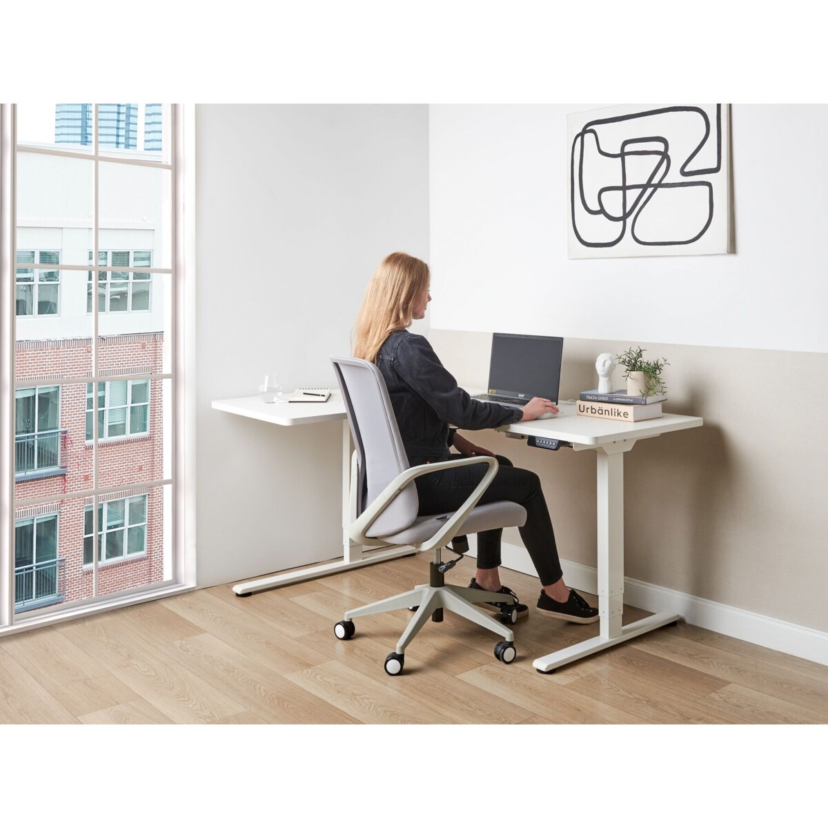 Biurko regulowane Elektryczny Lewostronny Biały DESTINES