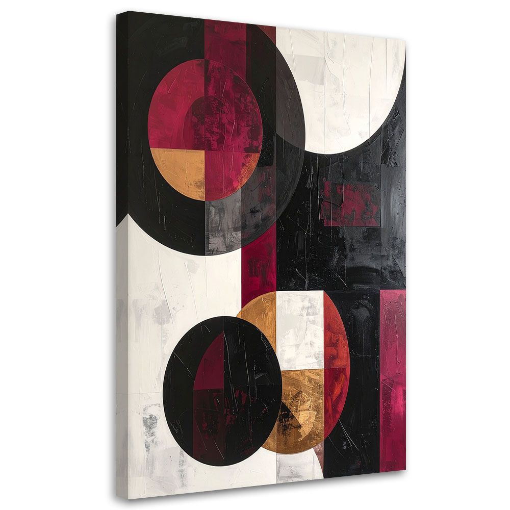 Obraz do salonu kuchni, Abstrakcyjne koła kształty w odcieniach burgundu