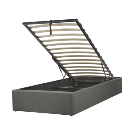 Łóżko z pojemnikiem tapicerowane 90 x 200 cm szare DINAN