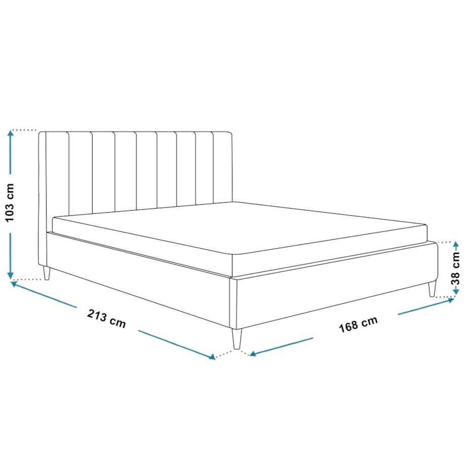 Łóżko do sypialni 160x200 LUXO 2 tapicerowane, na wysokich nogach-granatowe