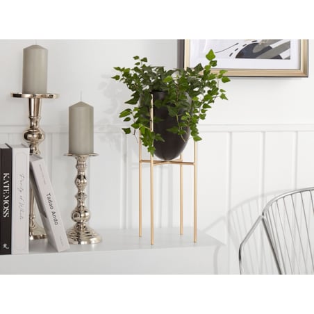 Doniczka na stojaku metalowa 16 x 16 x 41 cm czarno-złota LEFKI