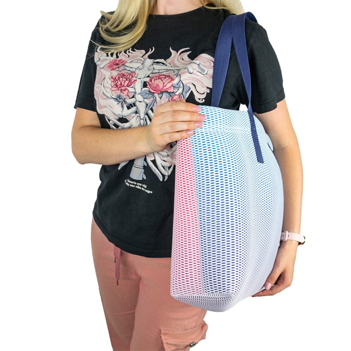 Torba na zakupy różowo-niebieska 45×33 cm