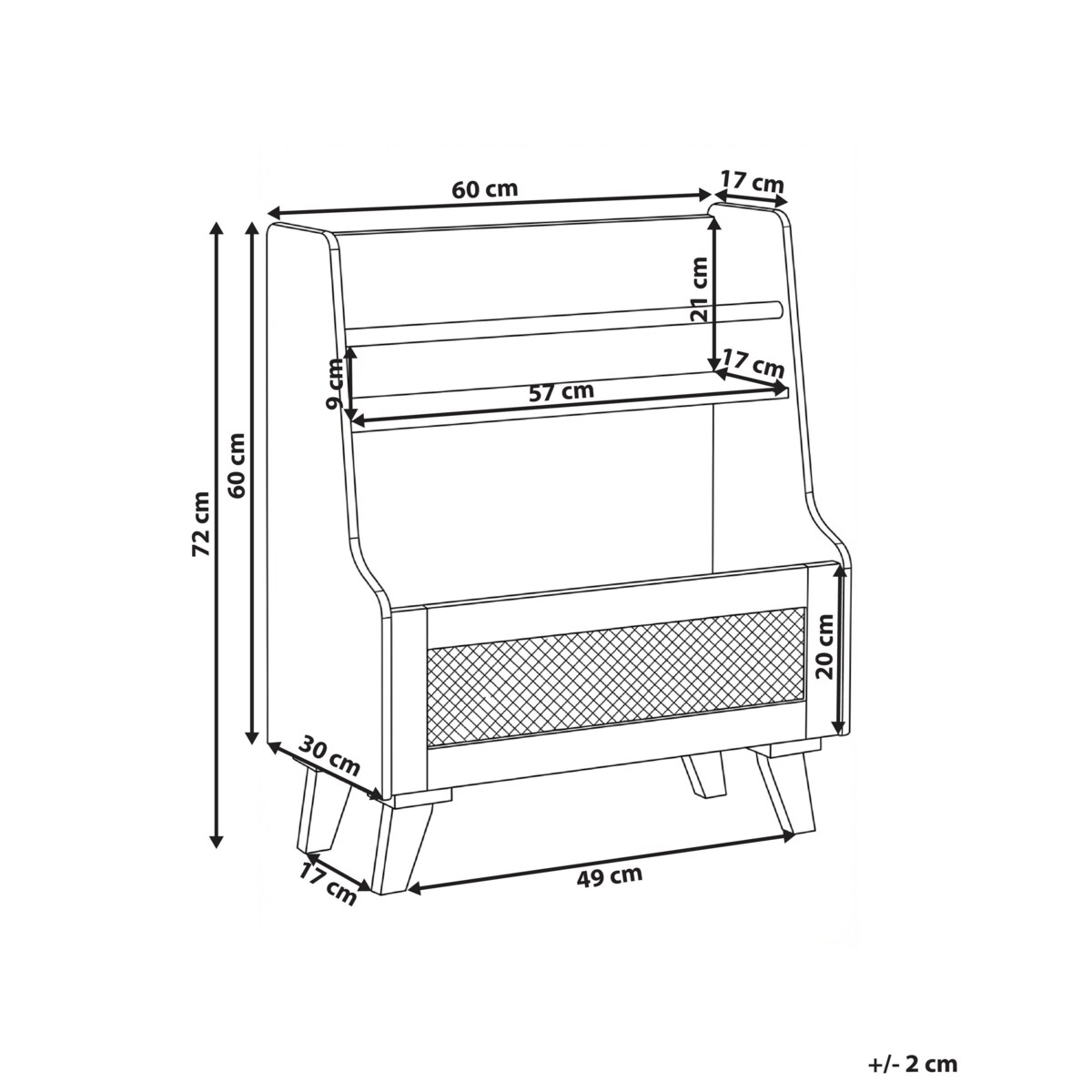 Regał na książki 2 półki JACKIT 72 cm Biały