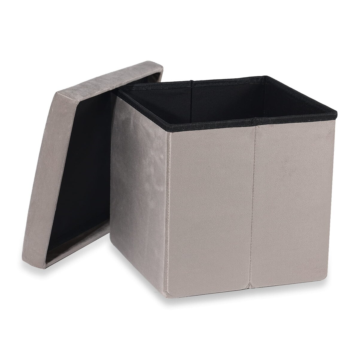 Pufa Składana M - 30X30X30 Cm Aksamit Beż 6