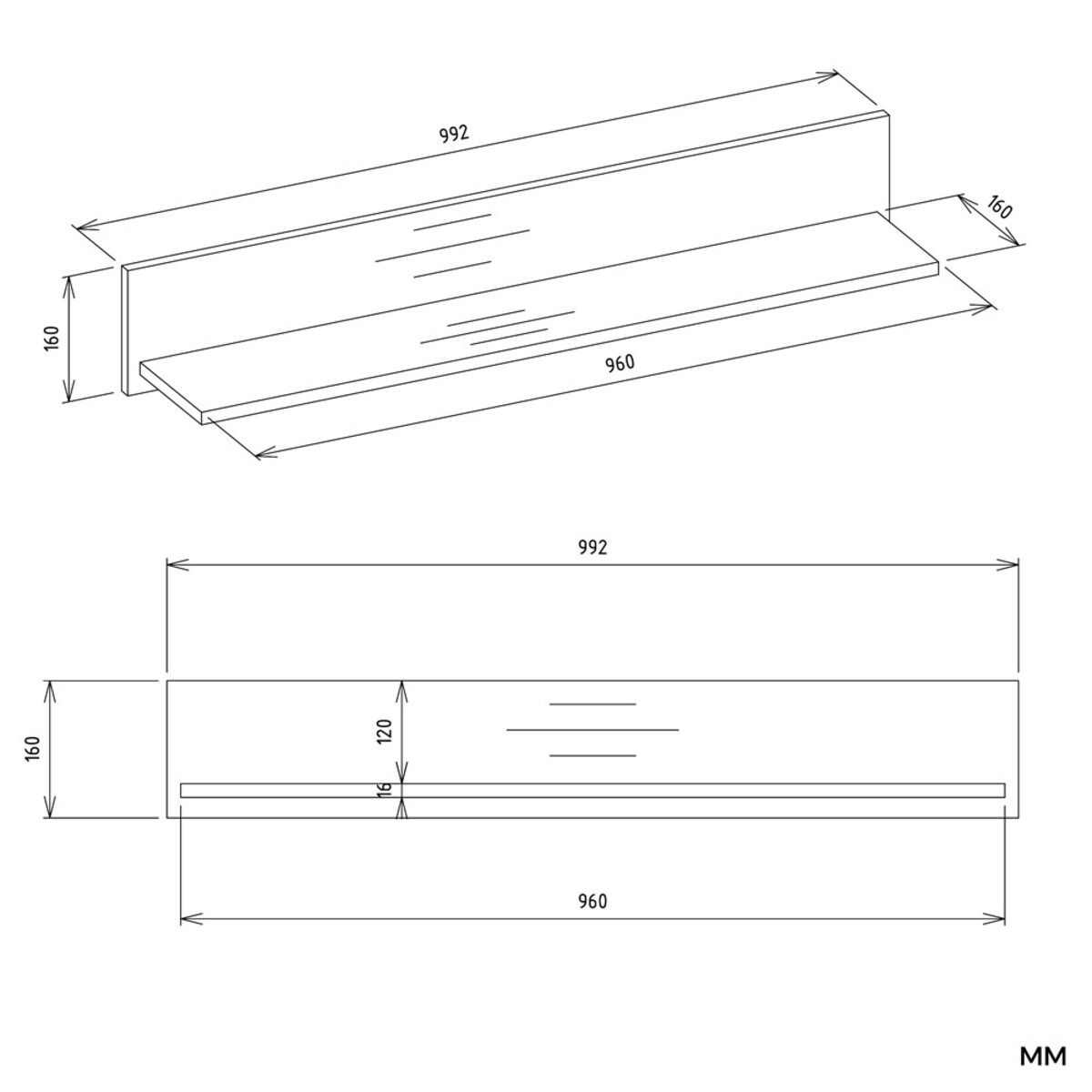 Półka Wisząca MILO – Nowoczesna Półka Ścienna Do Pokoju Dziecka BIEL MAT