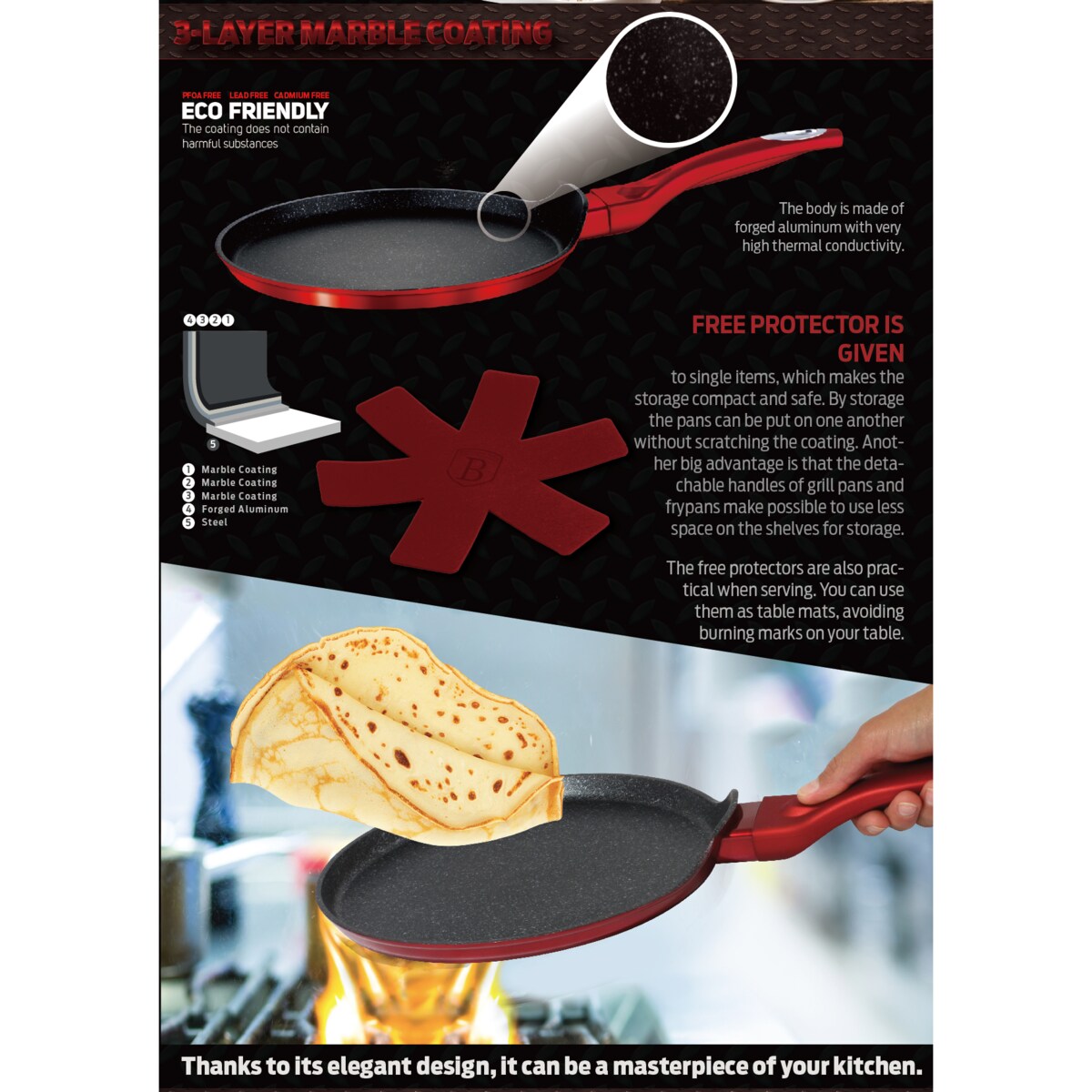 Patelnia do naleśników 25cm Berlinger Haus BH-1272 Burgundy