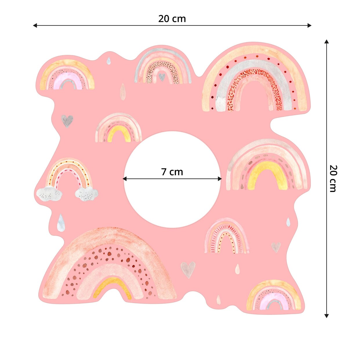 Naklejka Pod Włącznik Kontakt Tęcze Serduszka Styl Boho Dla Dziewczynki 20x20cm