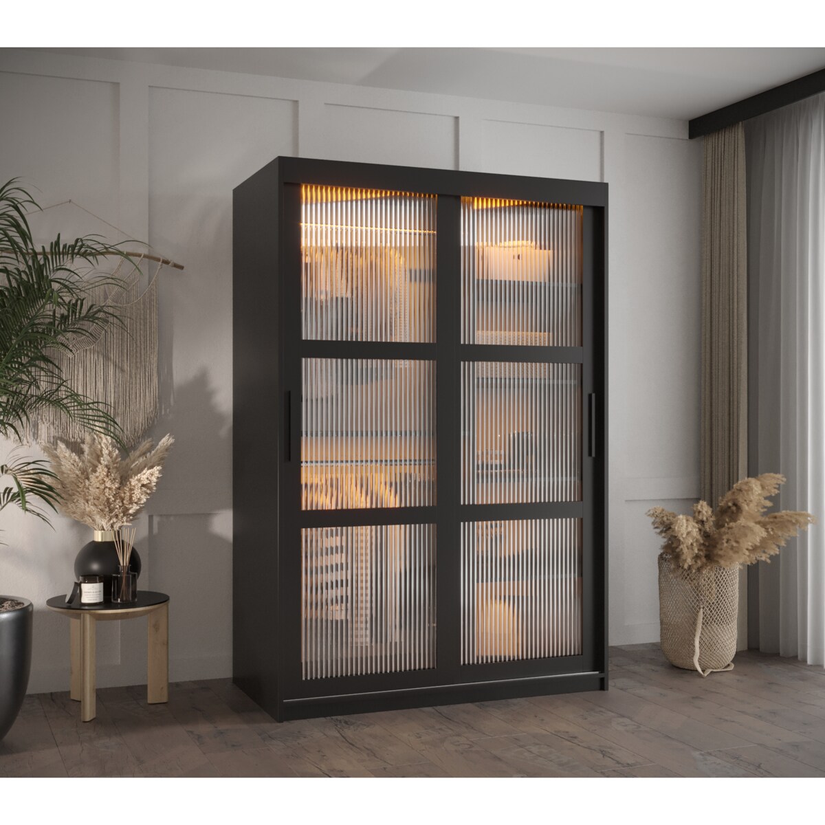 Szafa przesuwna Garderoba FLUTES 120 czarny