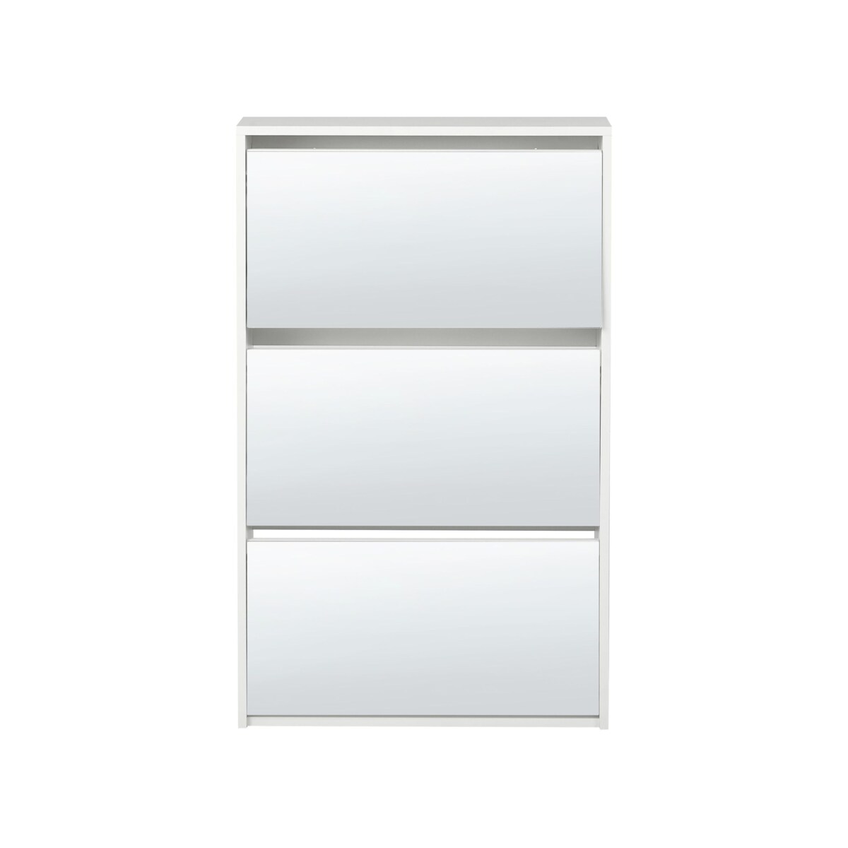 Szafka na buty 3 przegrody lustrzane fronty biała MIDFIELD