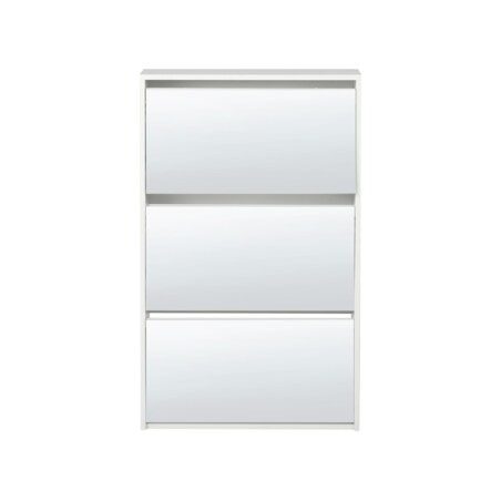 Szafka na buty 3 przegrody lustrzane fronty biała MIDFIELD