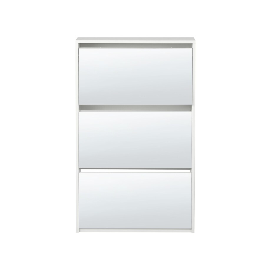 Szafka na buty 3 przegrody lustrzane fronty biała MIDFIELD