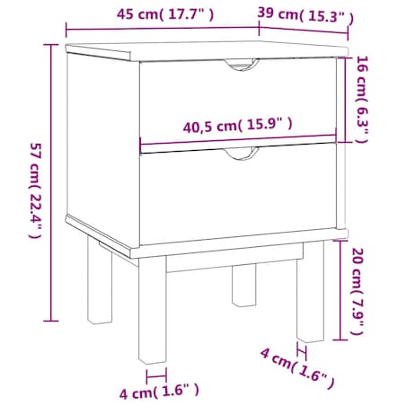 vidaXL Szafka nocna OTTA, brązowo-szara, 45x39x57 cm, drewno sosnowe