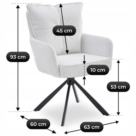 Krzesło Obrotowe Kubełkowe Tapicerowane Do Jadalni Sztruks Krem CITY