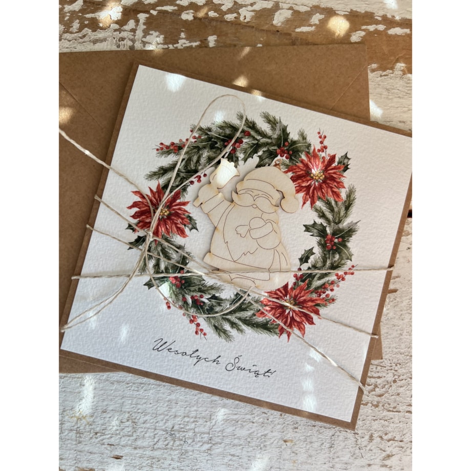 Kartka świąteczna ręcznie robiona na Boże Narodzenie