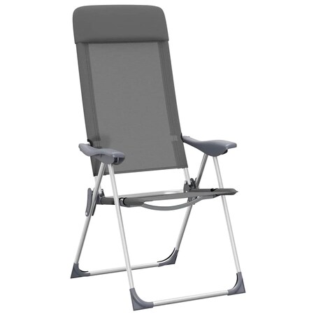 vidaXL Składane krzesła turystyczne, 4 szt., szare, aluminiowe