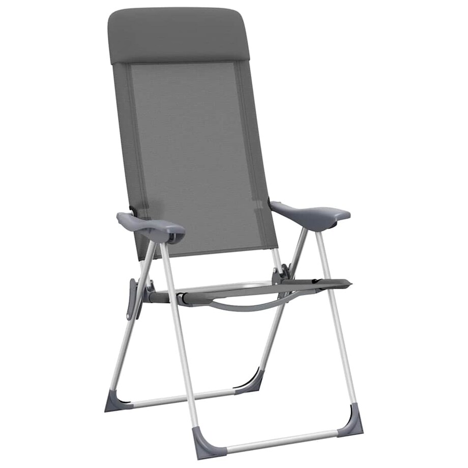 vidaXL Składane krzesła turystyczne, 4 szt., szare, aluminiowe