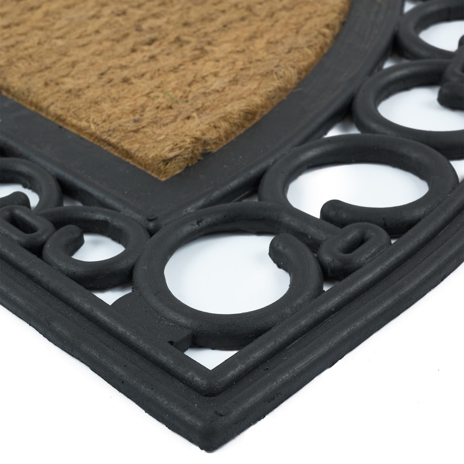 Wycieraczka kokosowa Panama 45x75 cm ażurowa półokrągła czarna