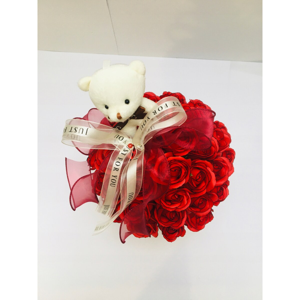 FLOWER BOX DUŻY pachnie kwiaty mydlane róża miś na urodziny dzień kobiet 18