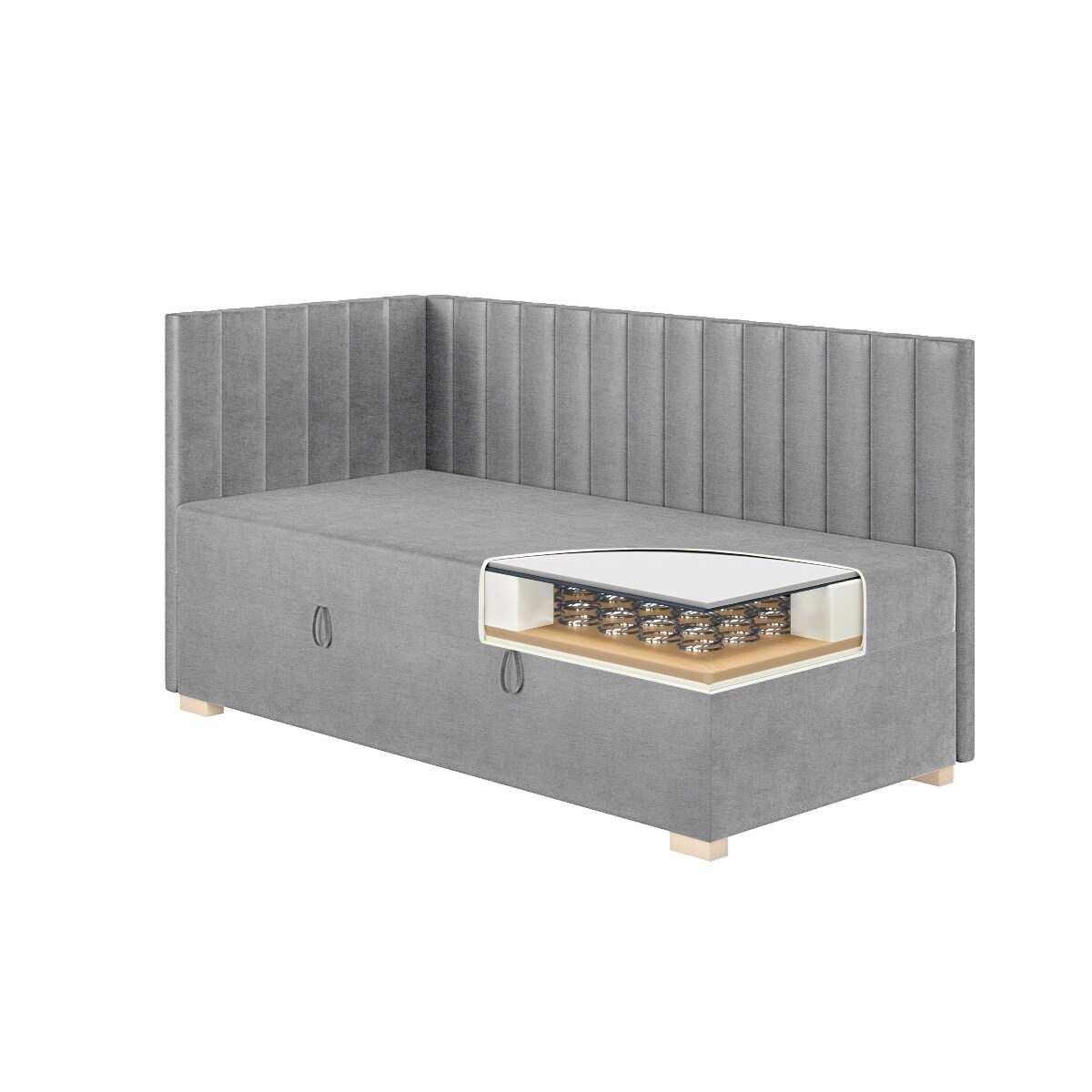 Mesonica Łóżko Snugi, linie szare, 90x200, Lewostronne