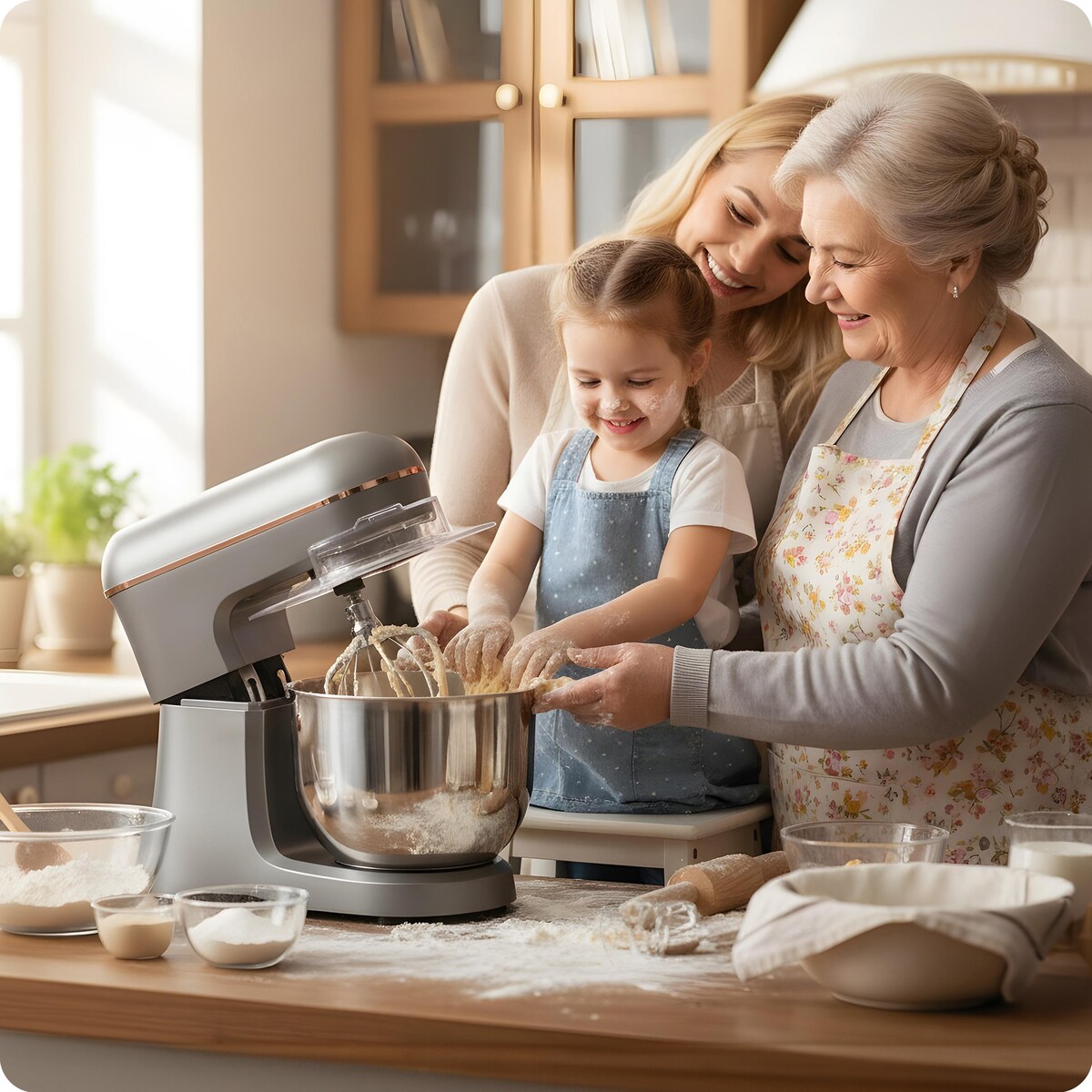 Robot planetarny kuchenny mikser Berdsen 6l 1400W 3w1 srebrno-złoty 375602