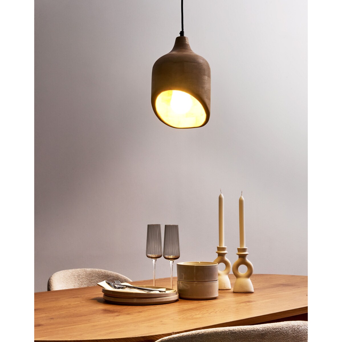 Lampa wisząca GANDAKI Drewno mango Jasnobrązowy