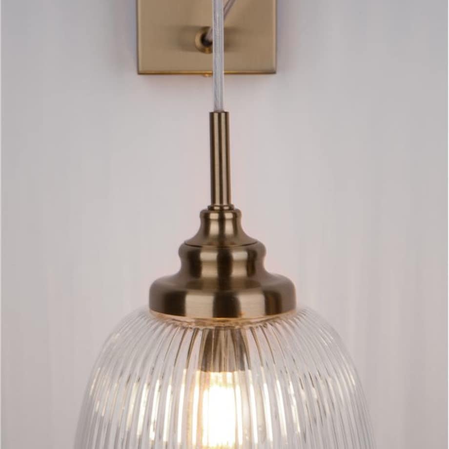 Ścienna LAMPA loftowa AHIGAL LE41849 Luces Exclusivas szklana OPRAWA kinkiet antyczny złoty