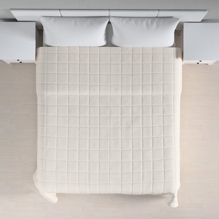 Narzuta pikowana w kratę 130x210 jasnobeżowy