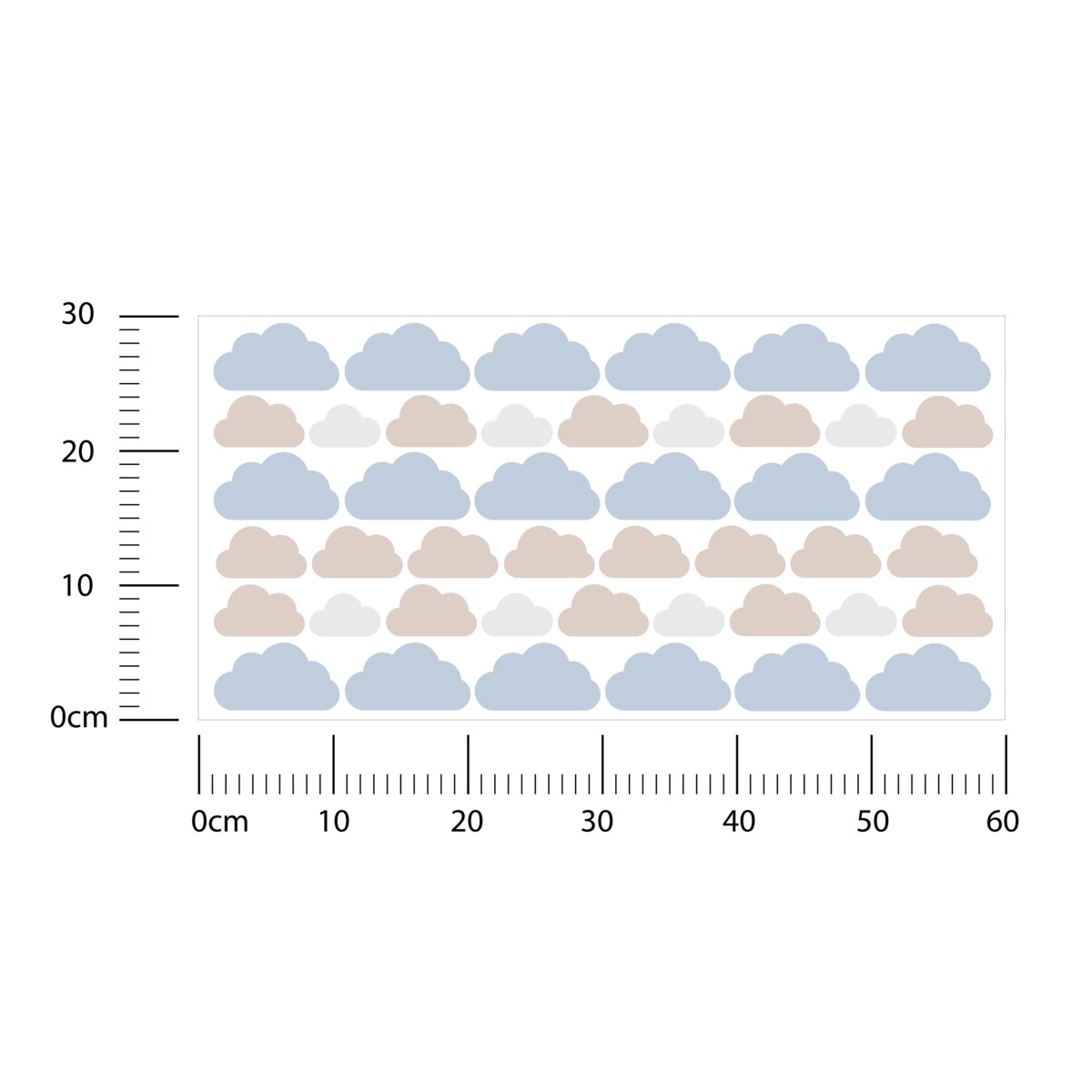 Naklejki Na Ścianę Dla Dzieci Niebieskie Chmurki Beżowe Chmury Boho Zestaw 60x30cm