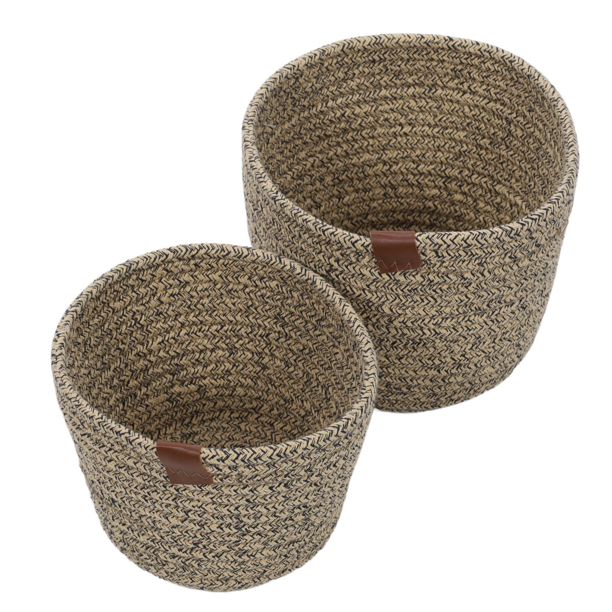 Okrągłe kosze do przechowywania, plecione z bawełny, 2 sztuki