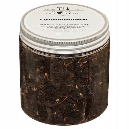 Herbata czarna sypana CYNAMONOWA o smaku rozgrzewającego cynamonu PREMIUM - herbata liściasta sypana mieszanka napar susz - gotowa na prezent upominek