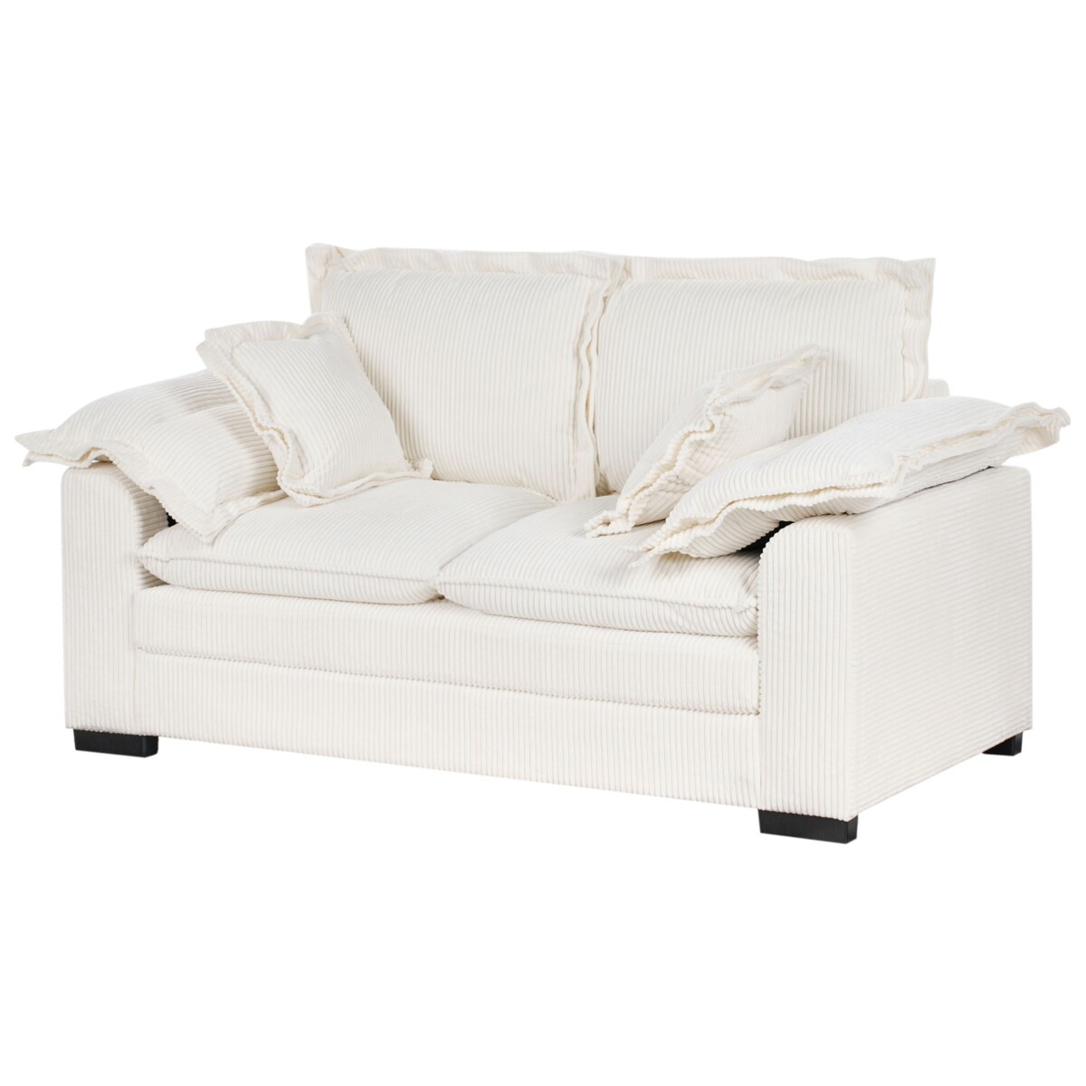 Sofa 2-osobowa sztruksowa biała TIRRO