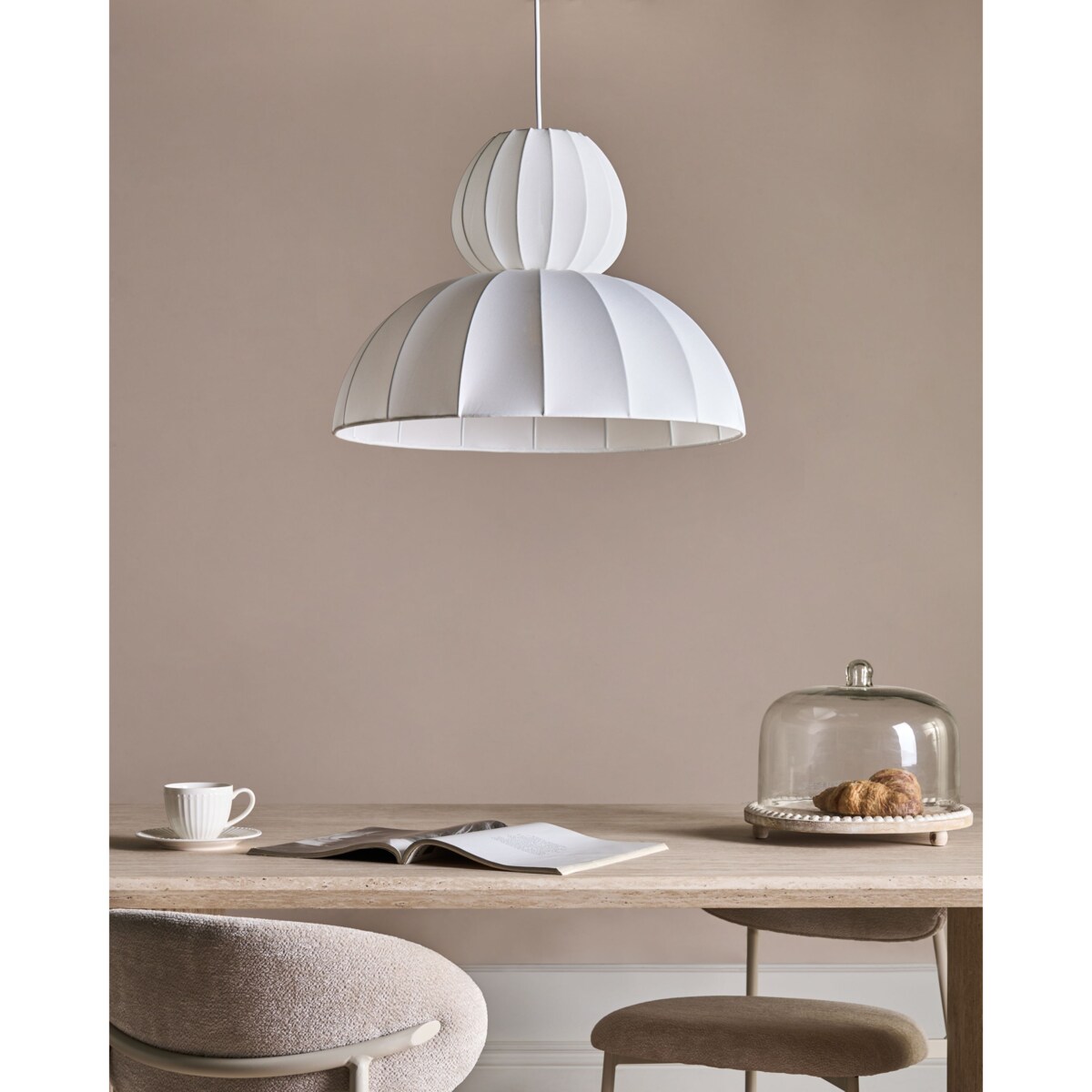 Lampa wisząca GOELETTE Jedwab syntetyczny Biały