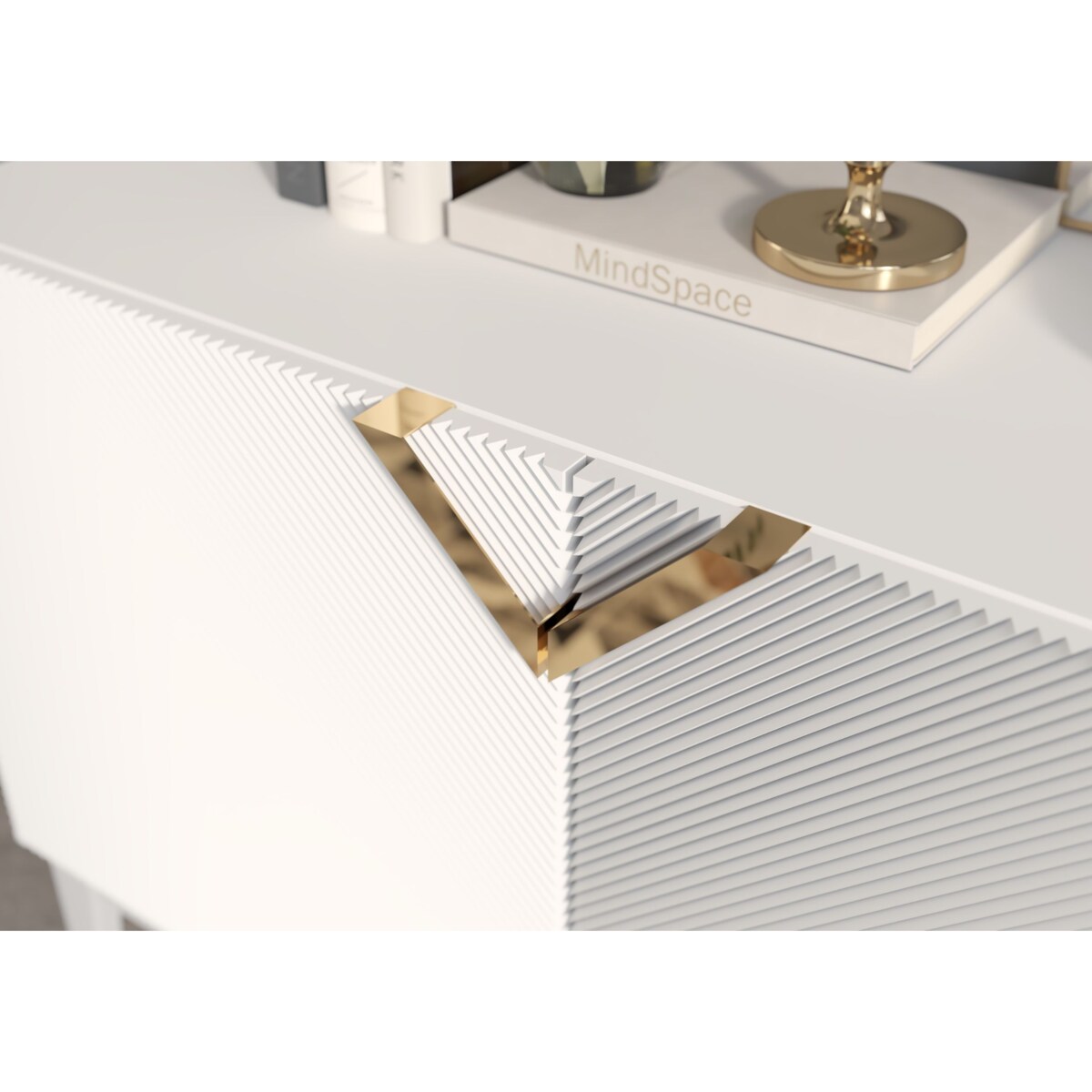 Drewniana komoda Visby DEMI LONG 2D / kolor biały + białe nogi / szer. 100,5 cm