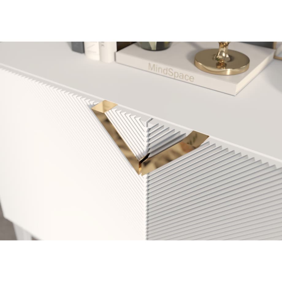 Drewniana komoda Visby DEMI LONG 2D / kolor biały + białe nogi / szer. 100,5 cm