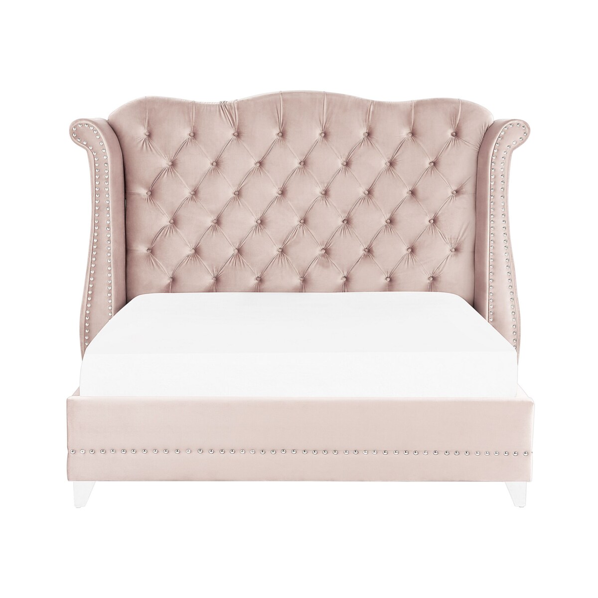 Łóżko Welur AYETTE 180 x 200 cm Pastelowy róż