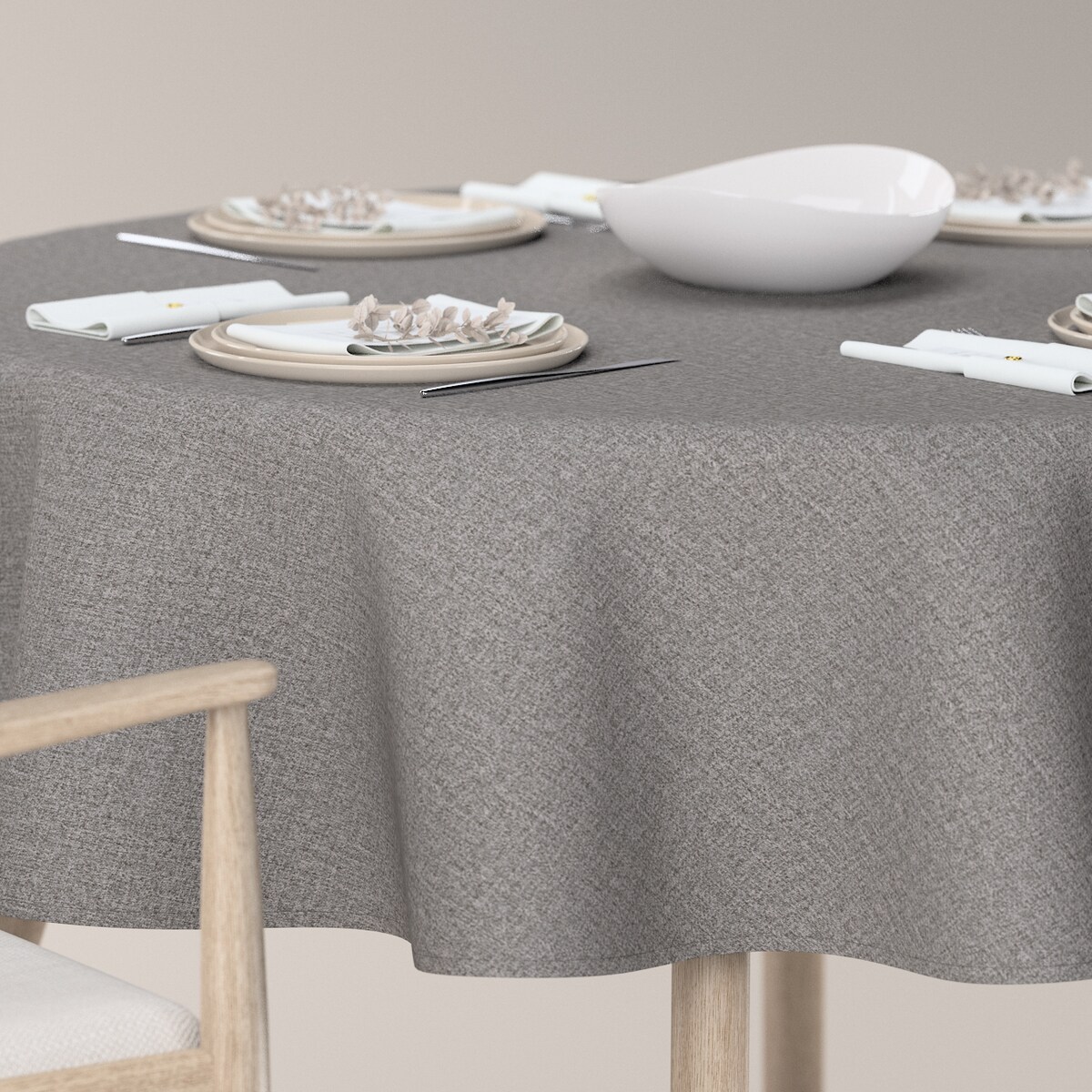 Obrus okrągły 130 x 130 cm szary