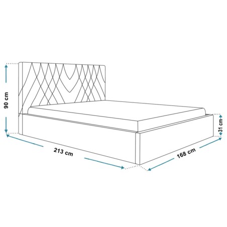 Łóżko do sypialni 160x200 OLDO 5 tapicerowane, z pojemnikiem- turkusowe