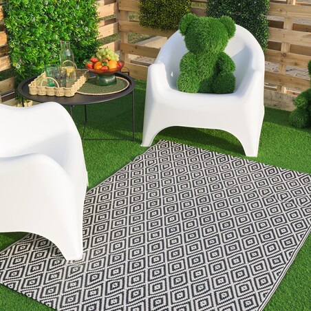Dywan zewnętrzny tkany na płasko 160x220 cm e-floor romby szary