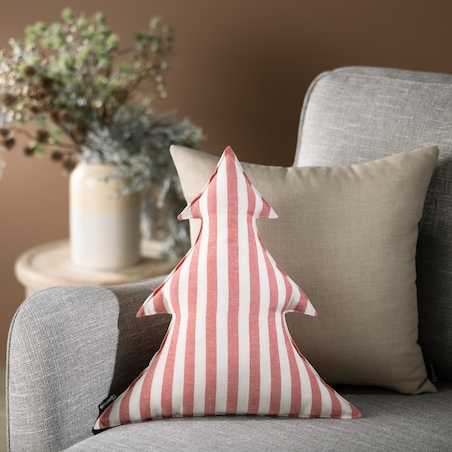 Poduszka Choinka 38x40cm, czerwono-białe pasy (1,5cm), 38x40x8cm, Quadro