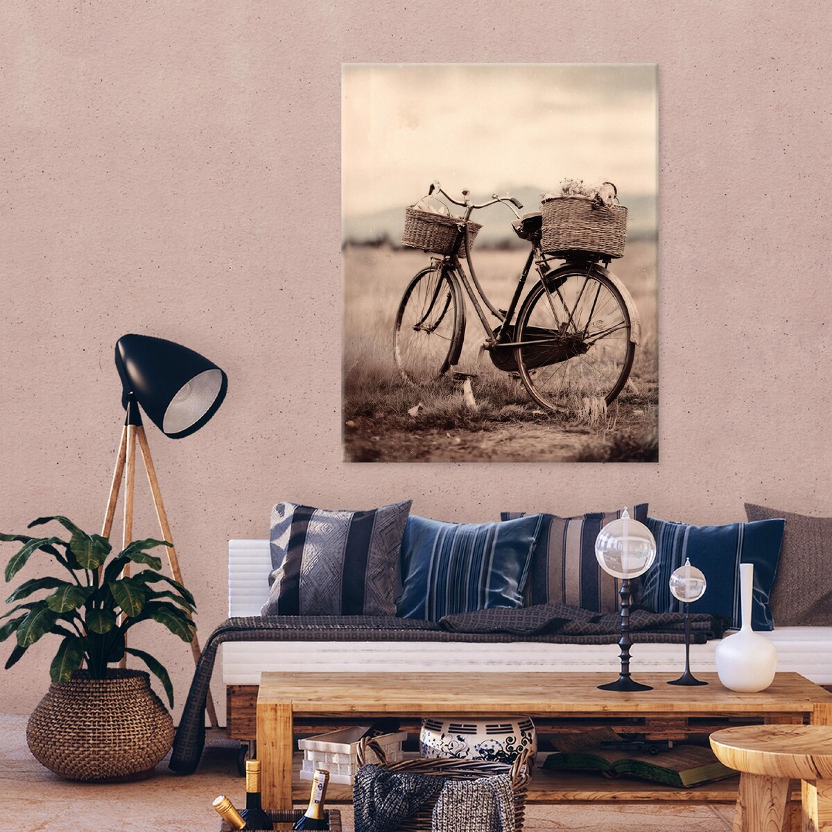 Obraz Do Sypialni Salonu Na Płótnie Rower Vintage Beżowy 80x120